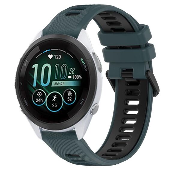 Per Garmin Forerunner 265S Music 18mm Cinturino sportivo in silicone bicolore (verde oliva + nero)