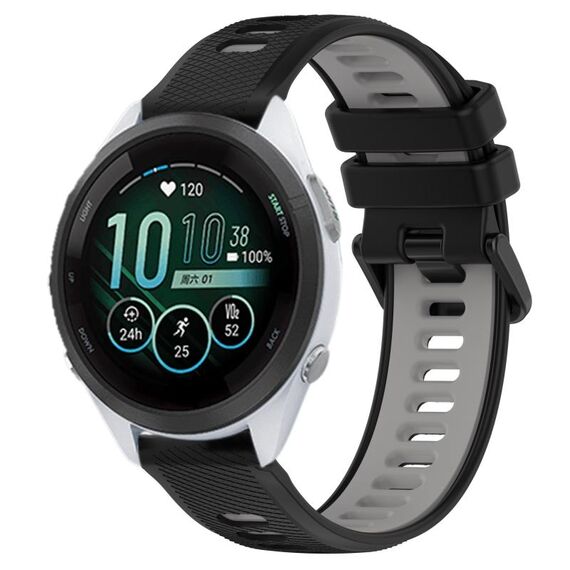 Per Garmin Forerunner 265S Music 18mm Cinturino sportivo in silicone bicolore (nero + grigio)