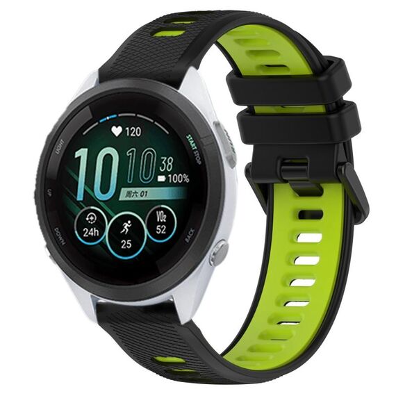 Per Garmin Forerunner 265S Music 18mm Cinturino sportivo in silicone bicolore (nero + verde)