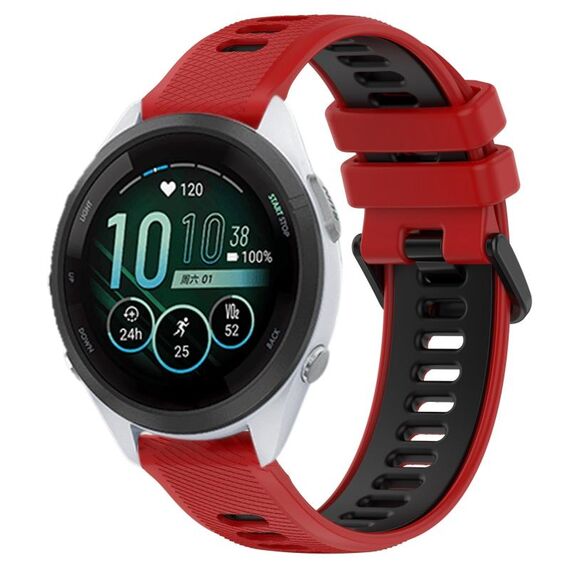 Per Garmin Forerunner 265S Music 18mm Cinturino sportivo in silicone bicolore (rosso + nero)