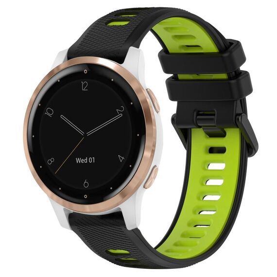 Per Garmin Active S 18mm Cinturino sportivo in silicone bicolore (nero + verde)