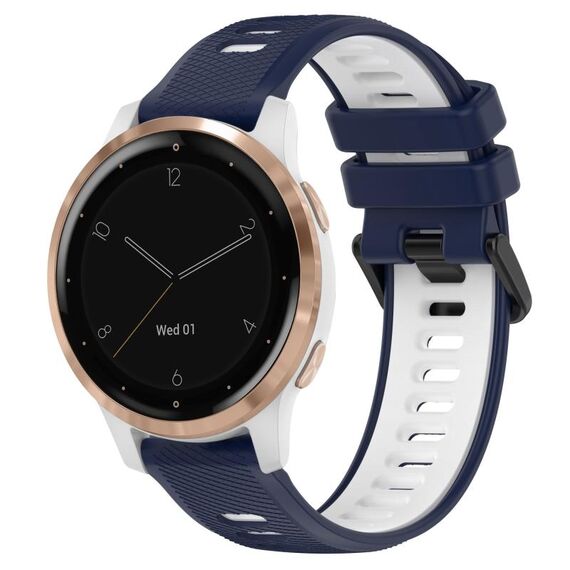 Per Garmin Active S 18mm Cinturino sportivo in silicone bicolore (blu notte + bianco)