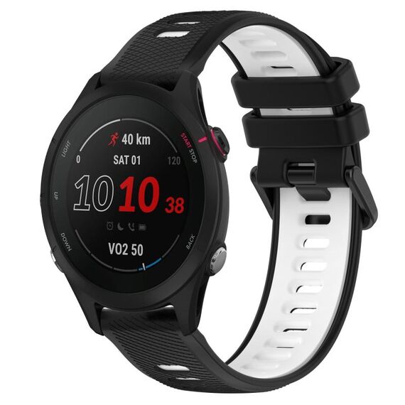 Per Garmin Forerunner 255S Music 18mm Cinturino sportivo in silicone bicolore (nero + bianco)