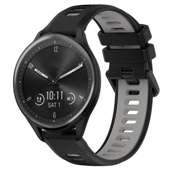 Per Garmin Vivomove Sport 20mm Cinturino sportivo in silicone bicolore (nero + grigio)