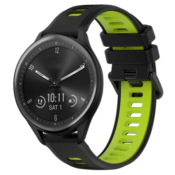 Per Garmin Vivomove Sport 20mm Cinturino sportivo in silicone bicolore (nero + verde)