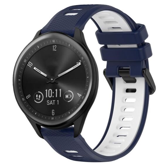 Per Garmin Vivomove Sport 20mm Cinturino sportivo in silicone bicolore (blu notte + bianco)