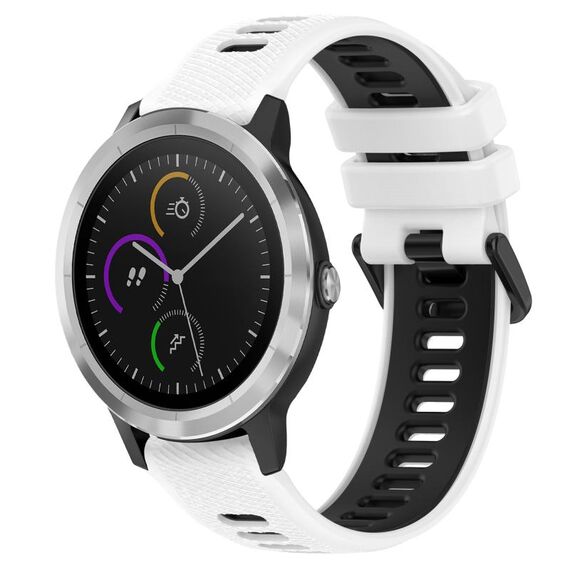 Per Garmin Vivoactive3 Cinturino sportivo in silicone bicolore da 20 mm (bianco + nero)