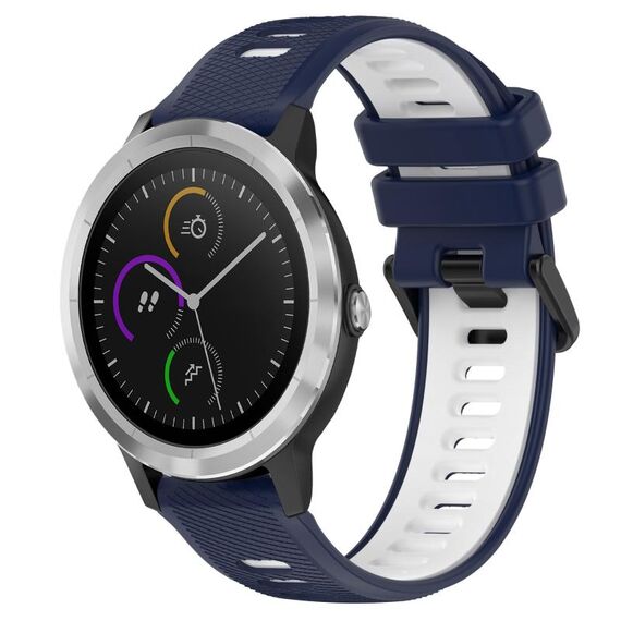 Per Garmin Vivoactive3 Cinturino sportivo in silicone bicolore da 20 mm (blu notte + bianco)