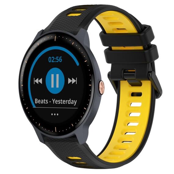 Per Garmin Vivoactive3 Music 20mm Cinturino sportivo in silicone bicolore (nero + giallo)