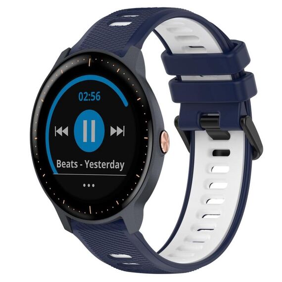 Per Garmin Vivoactive3 Music 20mm Cinturino sportivo in silicone bicolore (blu notte + bianco)