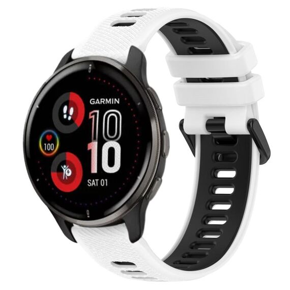 Per Garmin Venu 2 Plus 20mm Cinturino sportivo in silicone bicolore (bianco + nero)