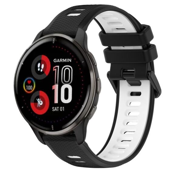 Per Garmin Venu 2 Plus 20mm Cinturino sportivo in silicone bicolore (nero + bianco)