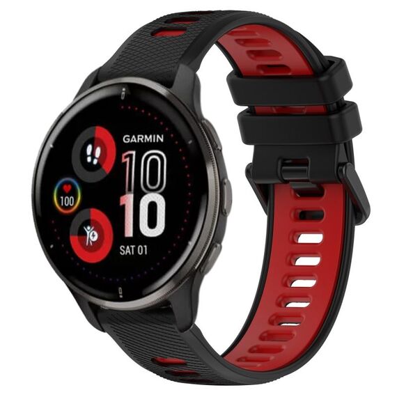 Per Garmin Venu 2 Plus 20mm Cinturino sportivo in silicone bicolore (nero + rosso)