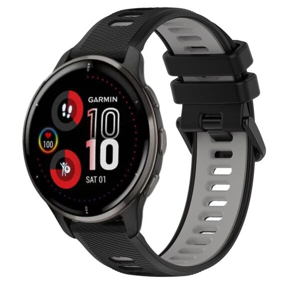 Per Garmin Venu 2 Plus 20mm Cinturino sportivo in silicone bicolore (nero + grigio)