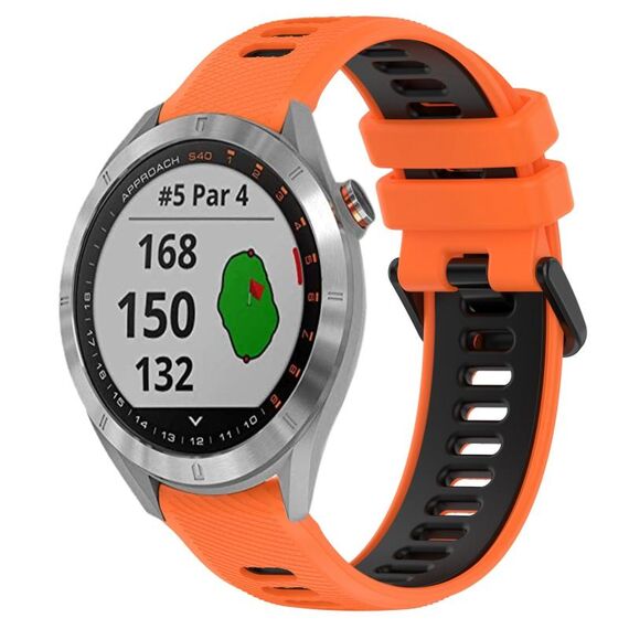 Per Garmin Approach S40 20mm Cinturino sportivo in silicone bicolore (arancione + nero)