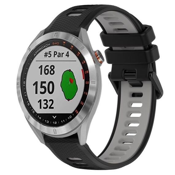 Per Garmin Approach S40 20mm Cinturino sportivo in silicone bicolore (nero + grigio)
