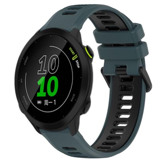 Per Garmin Forerunner 158 20mm Cinturino sportivo in silicone bicolore (verde oliva + nero)