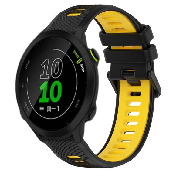 Per Garmin Forerunner 158 20mm Cinturino sportivo in silicone bicolore (nero + giallo)