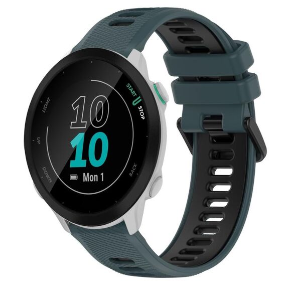 Per Garmin Forerunner 55 20mm Cinturino sportivo in silicone bicolore (verde oliva + nero)