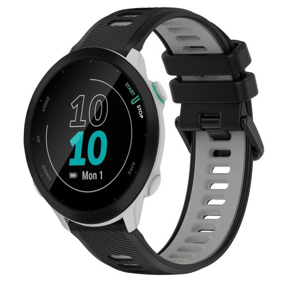 Per Garmin Forerunner 55 20mm Cinturino sportivo in silicone bicolore (nero + grigio)