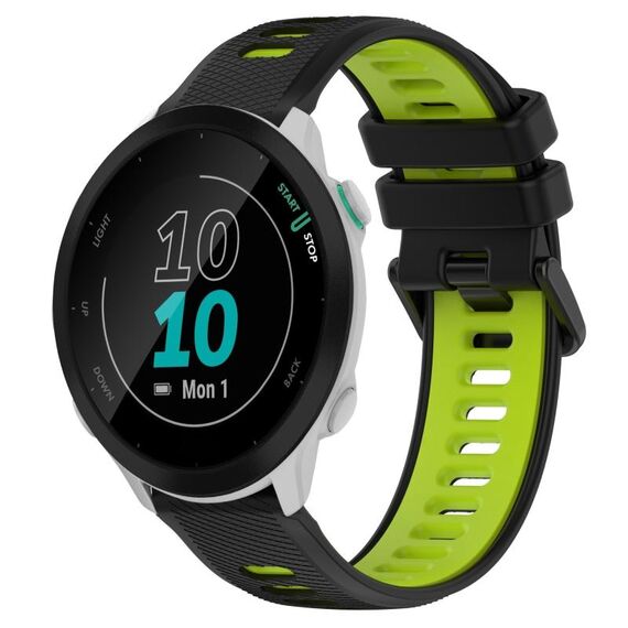 Per Garmin Forerunner 55 20mm Cinturino sportivo in silicone bicolore (nero + verde)