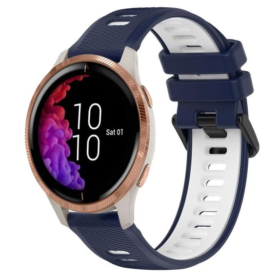 Per Garmin Venu 20mm Cinturino sportivo in silicone bicolore (blu notte + bianco)