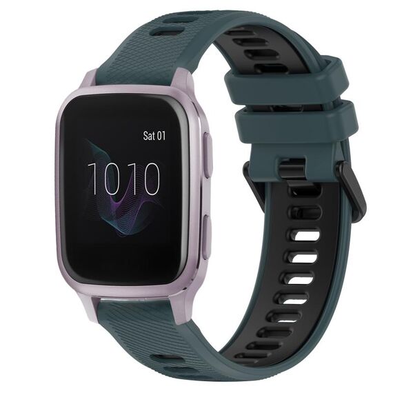 Per Garmin Venu SQ 20mm Cinturino sportivo in silicone bicolore (verde oliva + nero)