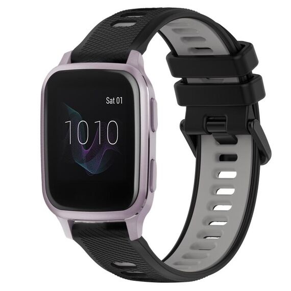 Per Garmin Venu SQ 20mm Cinturino sportivo in silicone bicolore (nero + grigio)