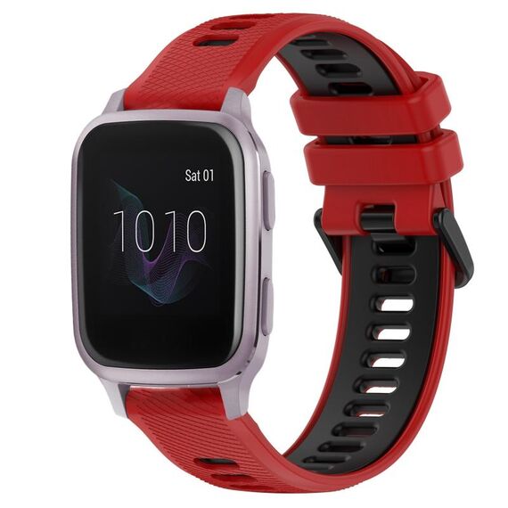 Per Garmin Venu SQ 20mm Cinturino sportivo in silicone bicolore (rosso + nero)