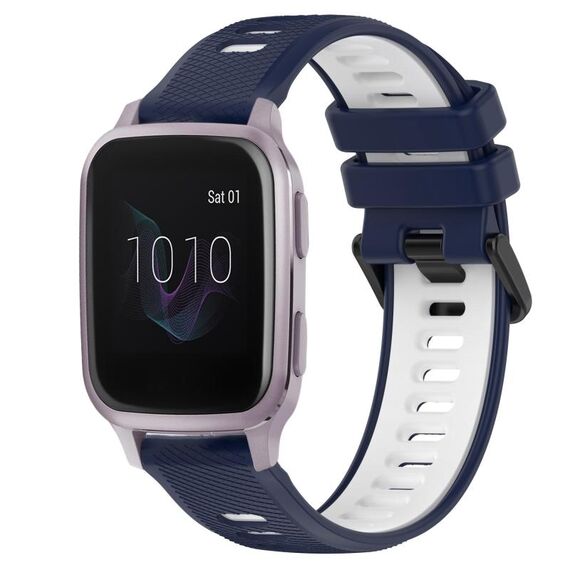Per Garmin Venu SQ 20mm Cinturino sportivo in silicone bicolore (blu notte + bianco)