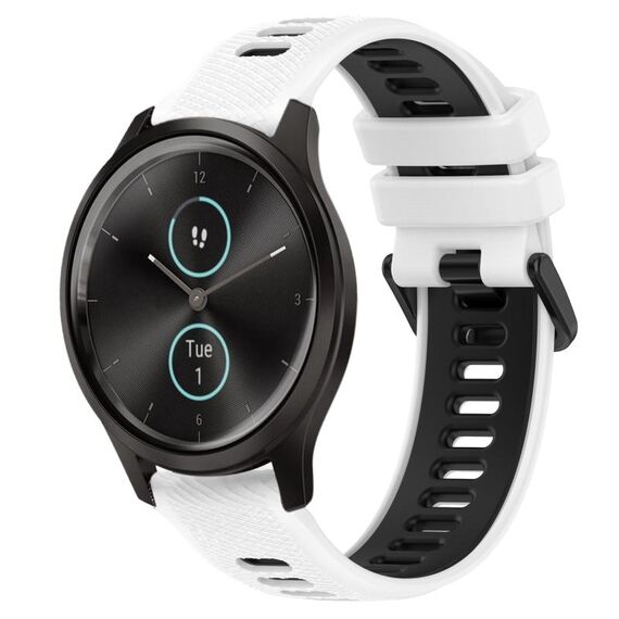 Per Garmin VivoMove Style 20mm Cinturino sportivo in silicone bicolore (bianco + nero)