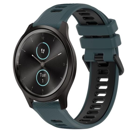 Per Garmin VivoMove Style 20mm Cinturino sportivo in silicone bicolore (verde oliva + nero)