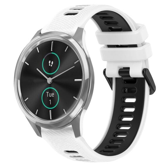 Per Garmin VivoMove Luxe 20mm Cinturino sportivo in silicone bicolore (bianco + nero)