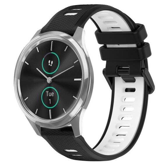Per Garmin VivoMove Luxe 20mm Cinturino sportivo in silicone bicolore (nero + bianco)