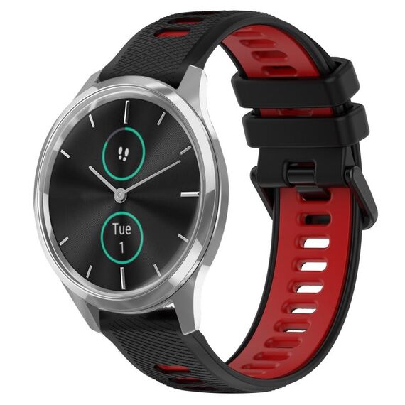 Per Garmin VivoMove Luxe 20mm Cinturino sportivo in silicone bicolore (nero + rosso)