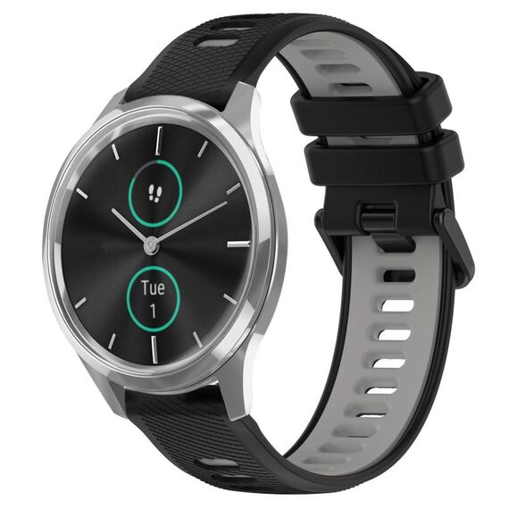 Per Garmin VivoMove Luxe 20mm Cinturino sportivo in silicone bicolore (nero + grigio)