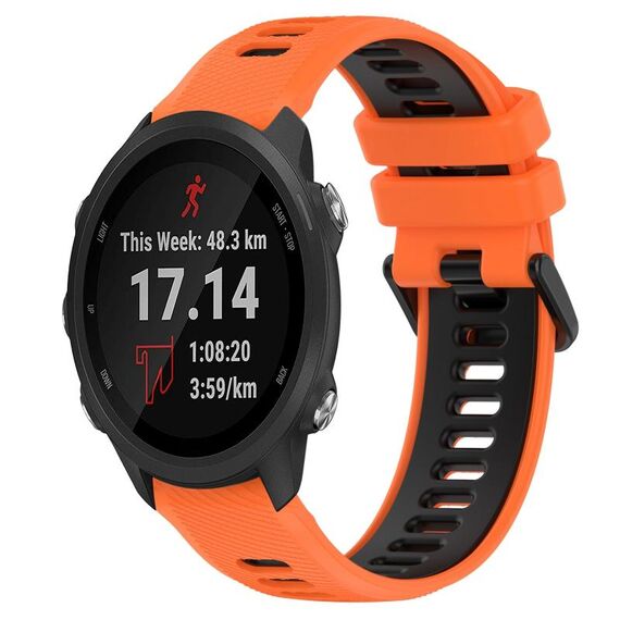 Per Garmin Forerunner 245 20mm Cinturino sportivo in silicone bicolore (arancione + nero)