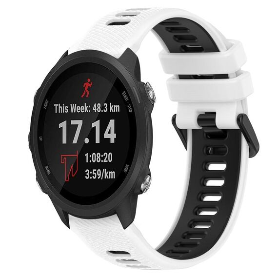 Per Garmin Forerunner 245 Music 20mm Cinturino sportivo in silicone bicolore (bianco + nero)