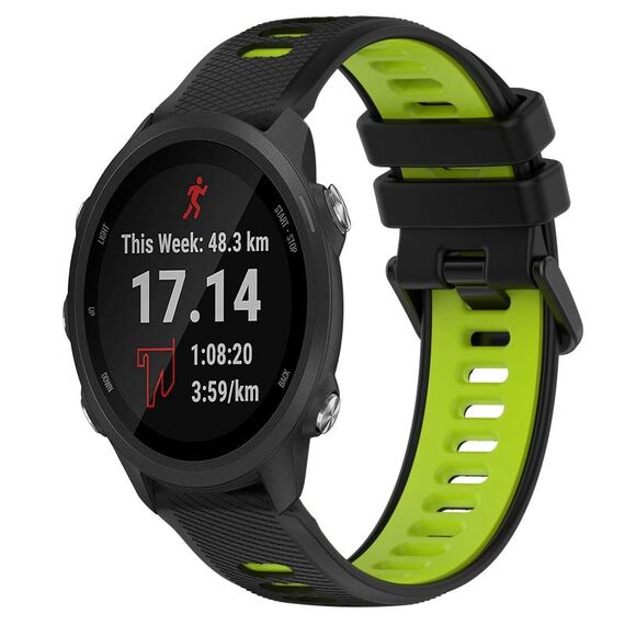 Per Garmin Forerunner 245 Music 20mm Cinturino sportivo in silicone bicolore (nero + verde)