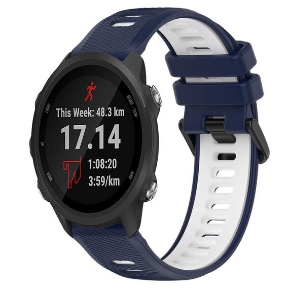 Per Garmin Forerunner 245 Music 20mm Cinturino sportivo in silicone bicolore (blu notte + bianco)