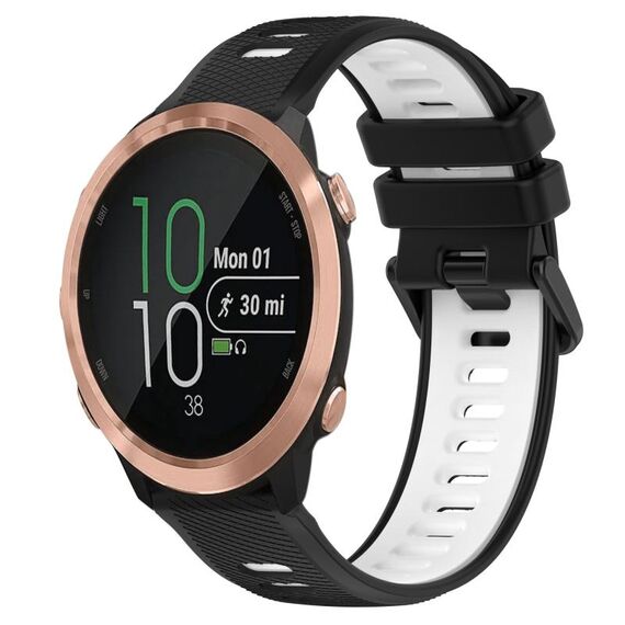 Per Garmin Forerunner 645 20mm Cinturino sportivo in silicone bicolore (nero + bianco)