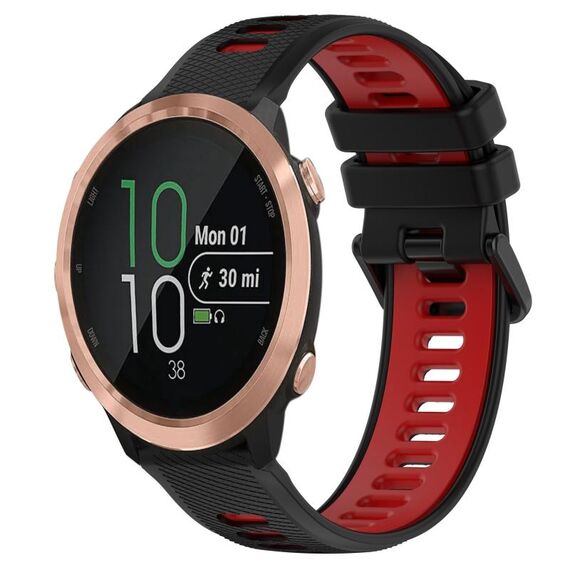 Per Garmin Forerunner 645 20mm Cinturino sportivo in silicone bicolore (nero + rosso)