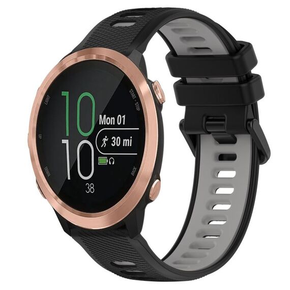 Per Garmin Forerunner 645 20mm Cinturino sportivo in silicone bicolore (nero + grigio)