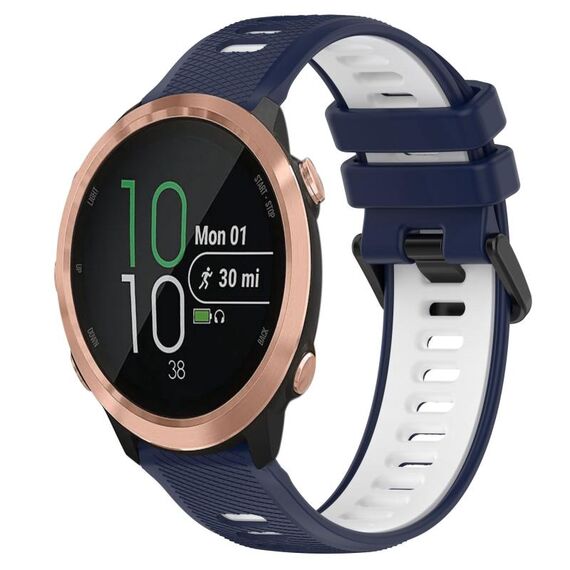 Per Garmin Forerunner 645 Music 20mm Cinturino sportivo in silicone bicolore (blu notte + bianco)