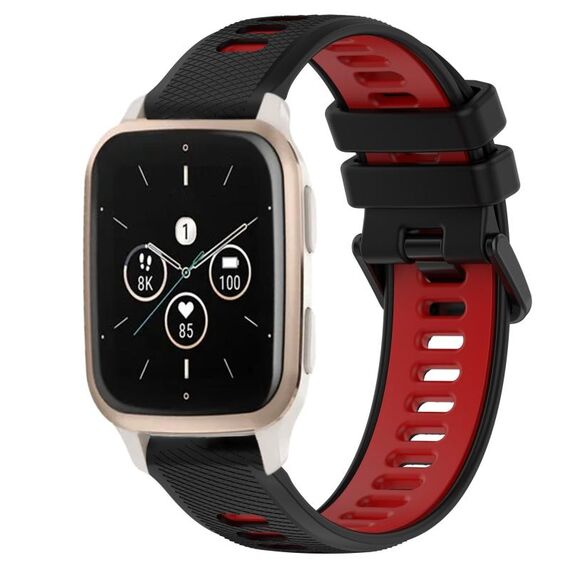Per Garmin Forerunner Sq2 20mm Cinturino sportivo in silicone bicolore (nero + rosso)