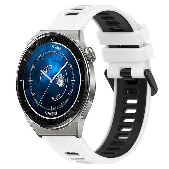 Per Huawei Watch GT3 Pro 43mm 20mm Cinturino sportivo in silicone bicolore (bianco + nero)