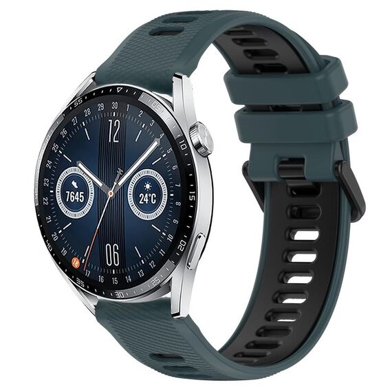 Per Huawei Watch GT3 42mm 20mm Cinturino sportivo in silicone bicolore (verde oliva + nero)