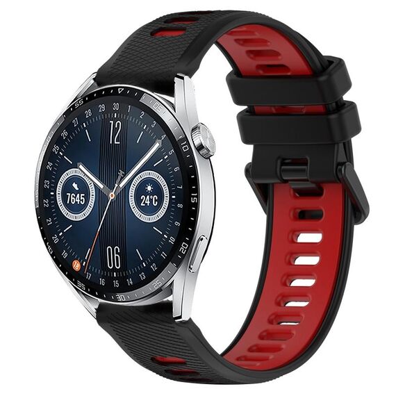Per Huawei Watch GT3 42mm 20mm Cinturino sportivo in silicone bicolore (nero + rosso)