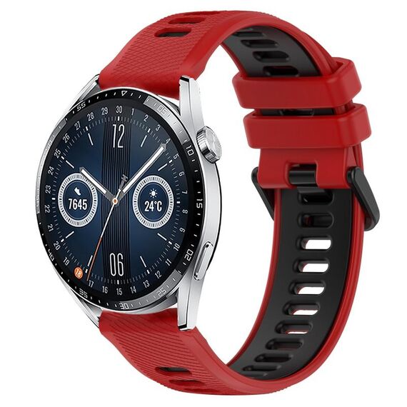 Per Huawei Watch GT3 42mm 20mm Cinturino sportivo in silicone bicolore (rosso + nero)