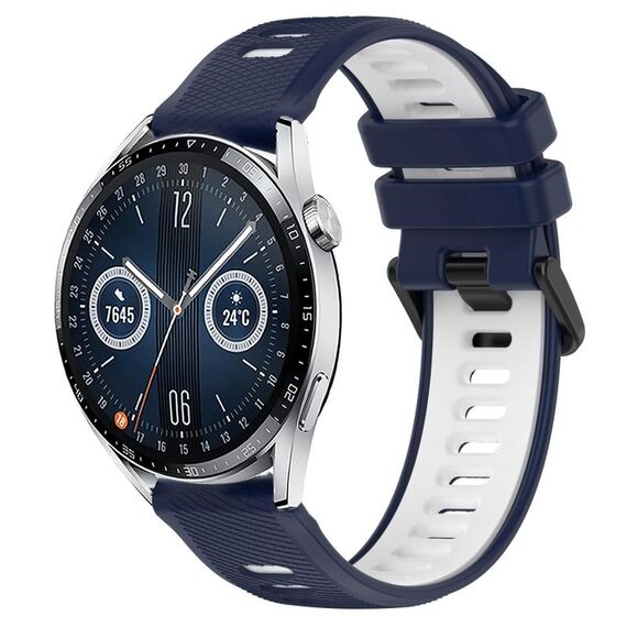Per Huawei Watch GT3 42mm 20mm Cinturino sportivo in silicone bicolore (blu notte + bianco)